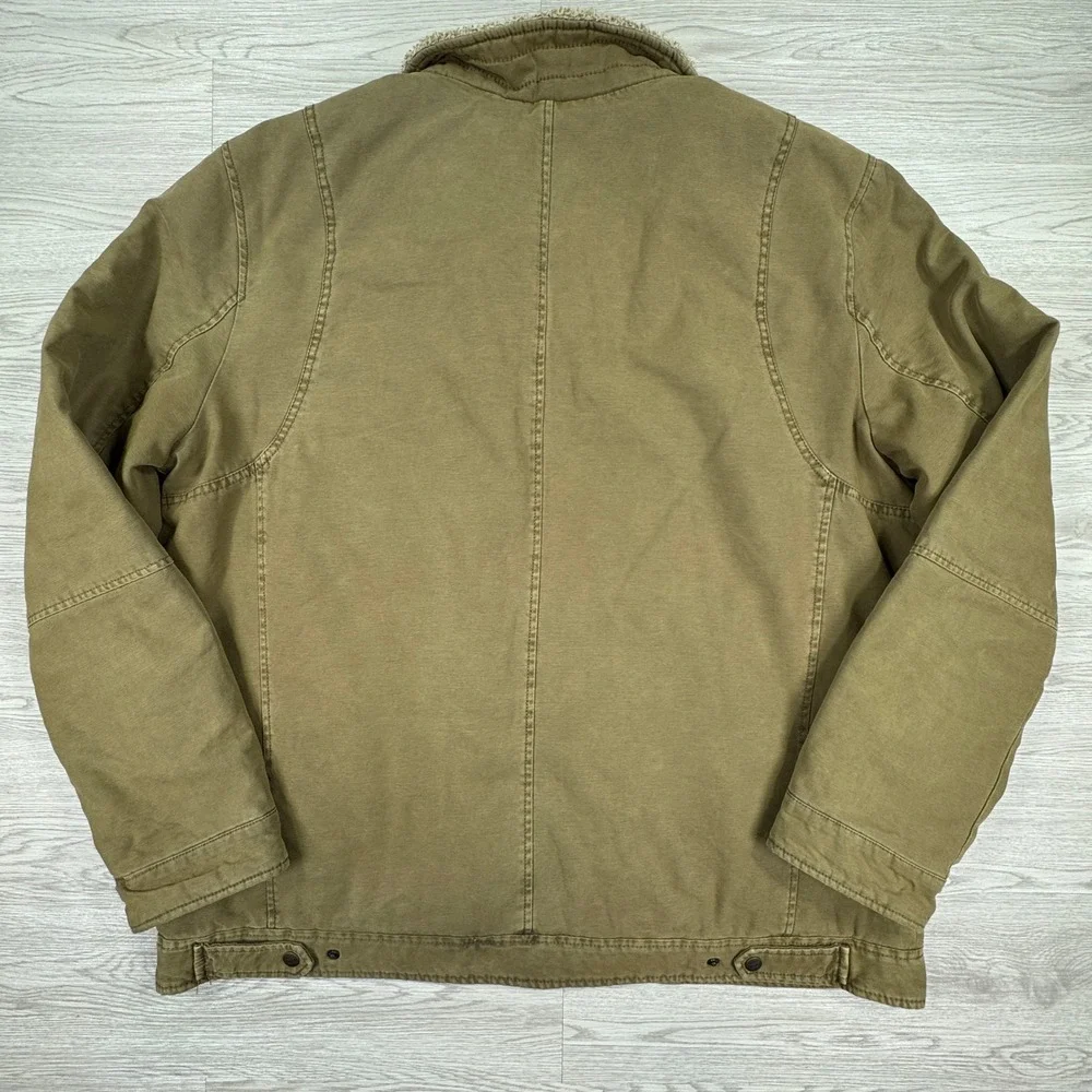 Levi's Men's Sherpa Collar Canvas Field Jacket Khaki XXL Quilted Lined Workwear